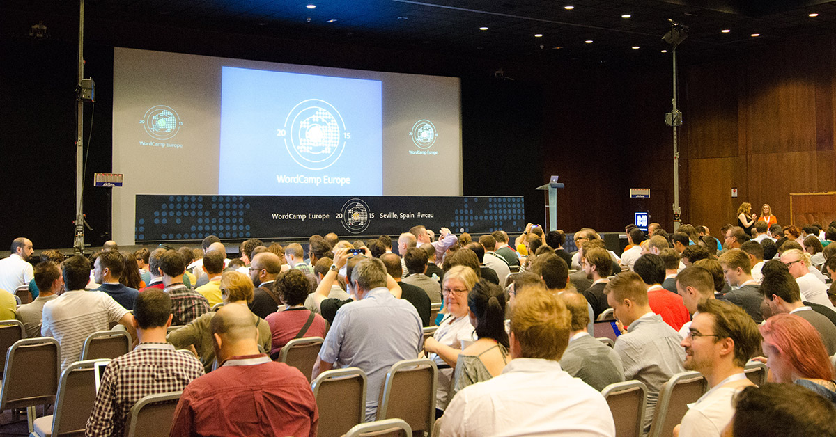 Una delle due sale del WordCamp 2015 a Siviglia